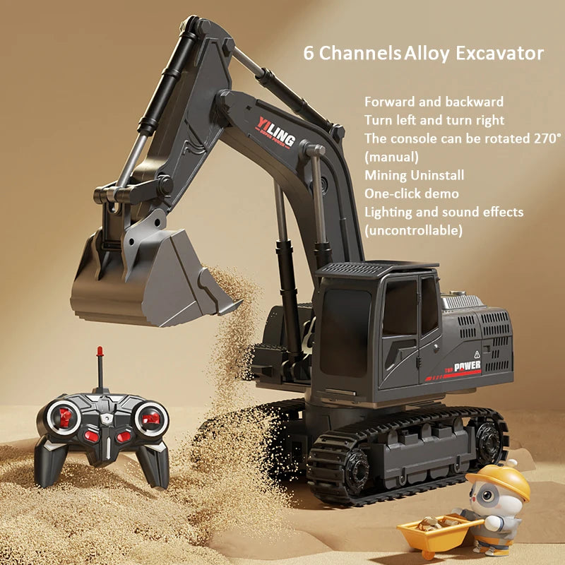 Alloy RC Excavator - Lights and Sound Engineering Vehicle