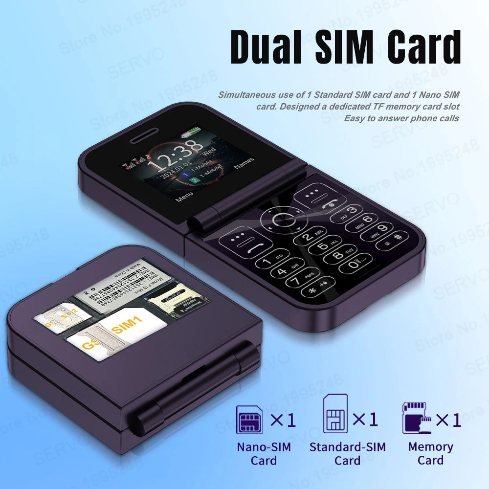 SERVO F15 Mini Flip Phone - 2.0" display, None Front Camera camera