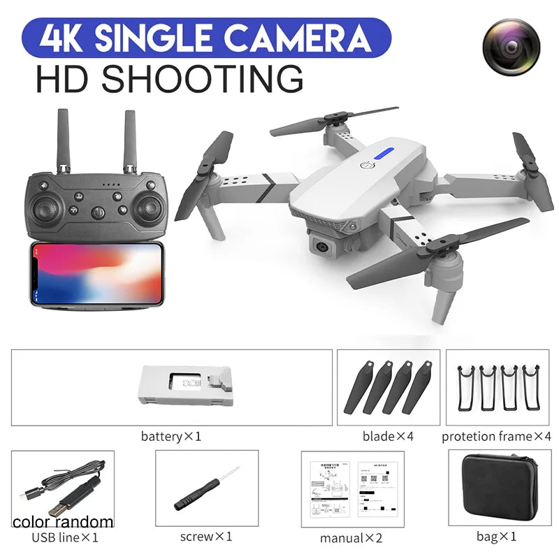E88Pro RC Drone - 4K Wide-Angle Camera, WiFi FPV and Foldable Design