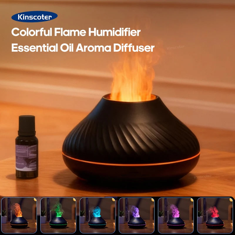 Volcanic Aroma Diffuser - 130ml Flame Humidifier with Night Light