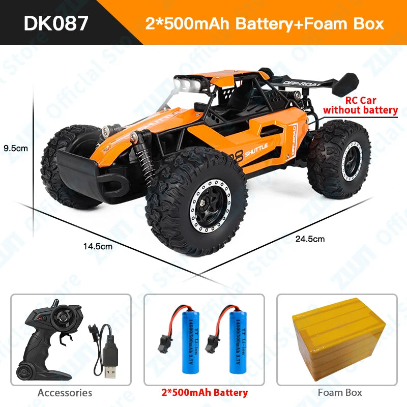2WD Off-Road RC Climbing Car - LED Adventure Vehicle