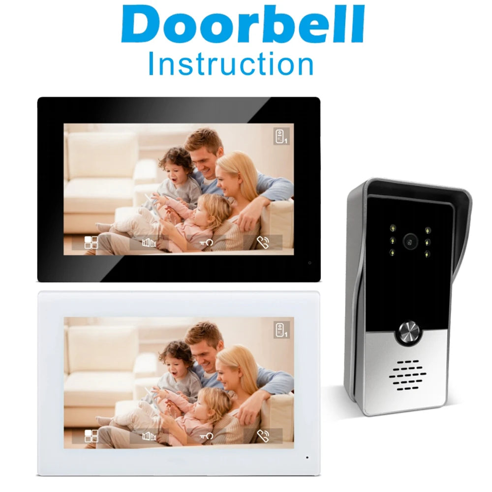 7-Inch Video Intercom System - Wired Doorbell Camera with Indoor Monitor