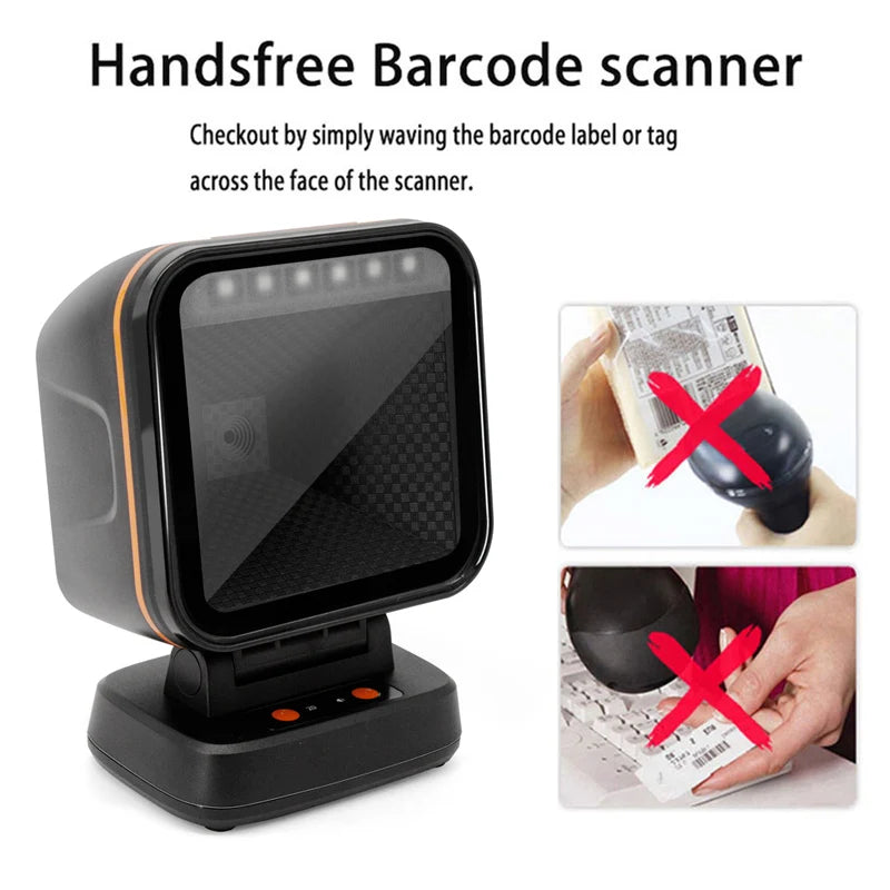2D Desktop Barcode Scanner - Hands-Free QR and PDF417 Reading