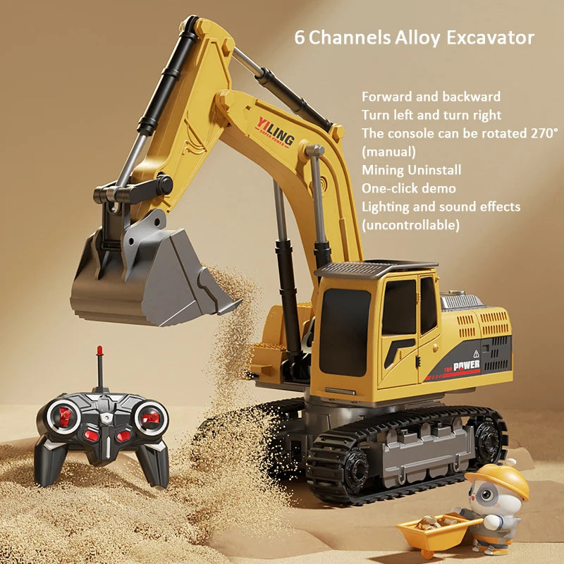 Alloy RC Excavator - Lights and Sound Engineering Vehicle