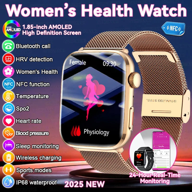 AI Health Smartwatch - HRV, NFC, Blood Pressure and Sports Tracking